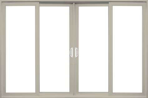 an open sliding glass door on a white background