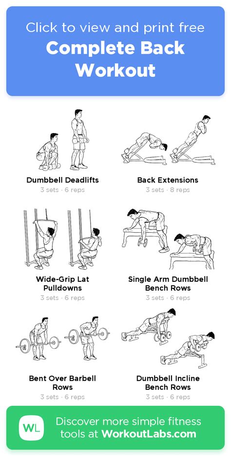 Complete Back Workout – click to view and print this illustrated exercise plan created with # ...