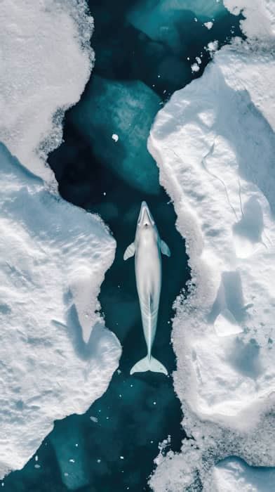 beluga whale in natural habitat, white whale arctic ocean, endangered ...