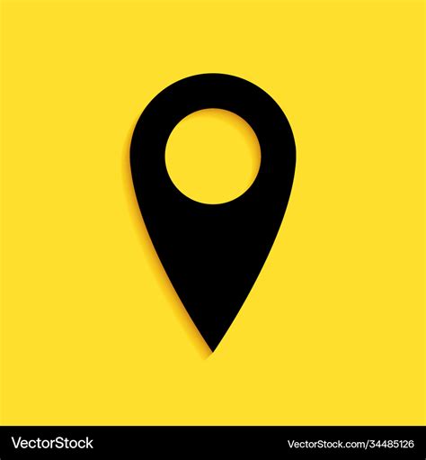 Black location icon isolated on yellow background Vector Image