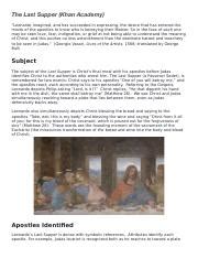 Symbolism and Imagery in Leonardo's Last Supper | Course Hero