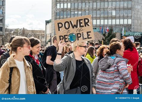 Slovenia, Ljubljana 15.03.2019 - Young Protestors with Banners at a ...