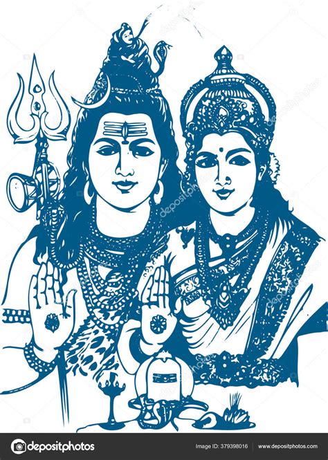 Lord Shiva Parvati Hindu Wedding Card Design Element Sketch Drawing Stock Vector by ...