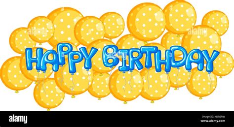 Yellow balloons with word happy birthday illustration Stock Vector Image & Art - Alamy