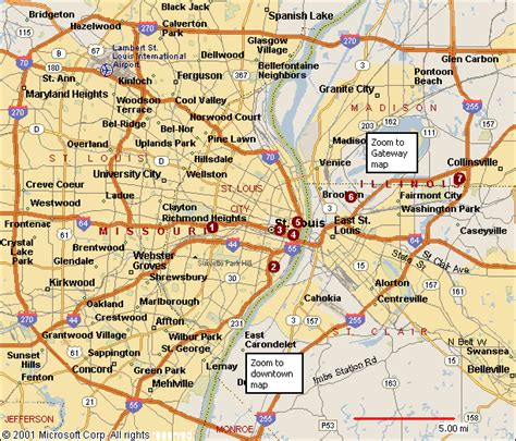 Road Map of St. Louis Region | Spanish lake, Granite city, Calverton