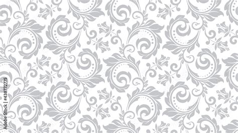 Flower pattern. Seamless white and gray ornament. Graphic vector background. Ornament for fabric ...