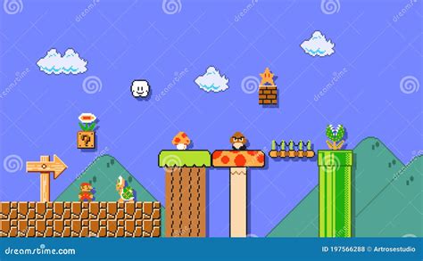 September 11, 2020: Art of Super Mario Bros Classic Video Game, Pixel Design Vector Illustration ...