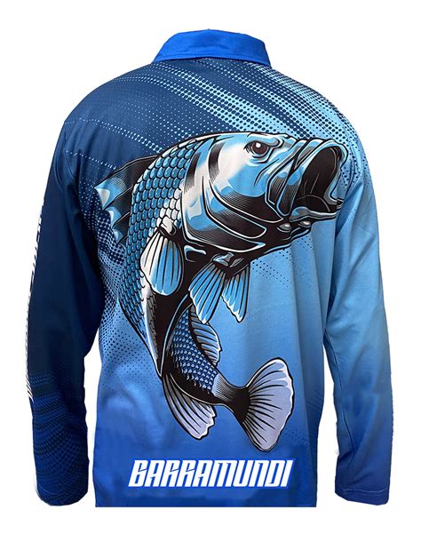 Mangrove Jacks Fishing Shirt Barramundi Blue Available In Various Sizes