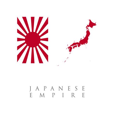 Militarism, Empire of Japan, japanese army flag, japan map, world war two image. vector map of ...