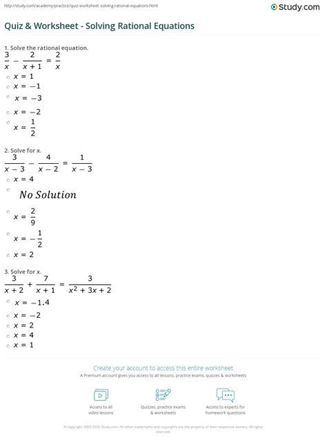 Solving Equations Review Worksheet – E Street Light