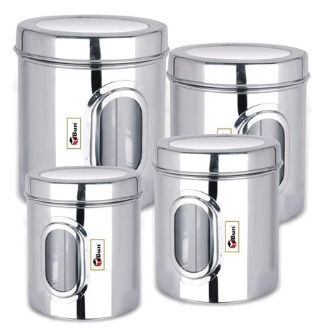 Stainless Steel Kitchen Storage Containers Set - Stainless Steel Canisters Set Of 6 In 2020 ...