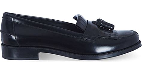 Tod's Gomma Leather Fringe Loafers in Blue (Navy) | Lyst