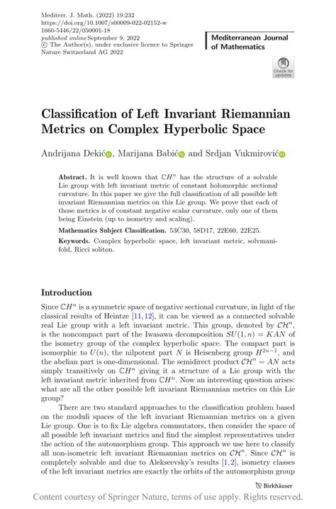 Classification of Left Invariant Riemannian Metrics on Complex ...