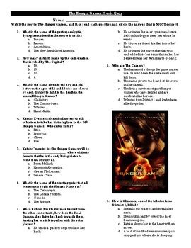 The Hunger Games Movie Quiz by Oldeye | TPT