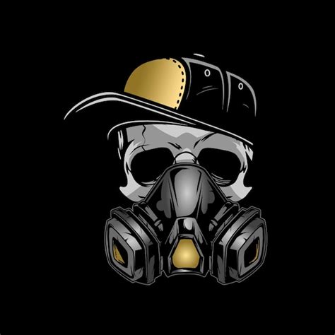 Premium Vector | Skull wearing gas mask for graffiti logo