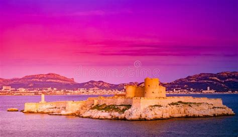 Sunset Over Famous If Castle, Chateau D`If, Marseille, France Stock Photo - Image of france ...