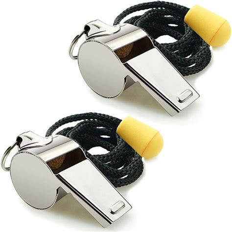 Hipat Whistle, 2 Pack Stainless Steel Sports Whistles with Lanyard ...