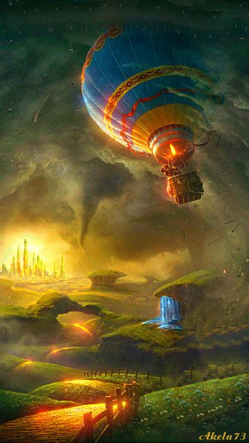 a movie poster for the wizard's tale, with an image of a hot air balloon