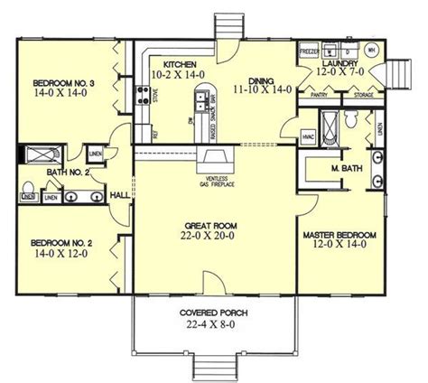 Ranch Style House Plan - 3 Beds 2 Baths 1700 Sq/Ft Plan #44-104 | 1700 sq ft house plans ...