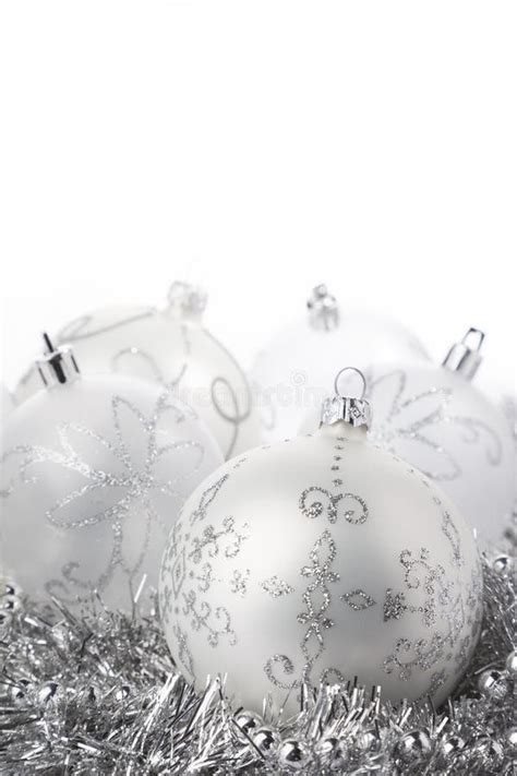 Silver christmas balls stock photo. Image of seasonal - 34570358