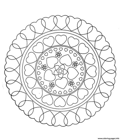 Free Mandala To Color Hearts Love Coloring page Printable