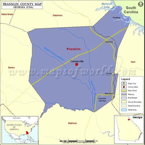 Franklin County Map, Map of Franklin County Georgia