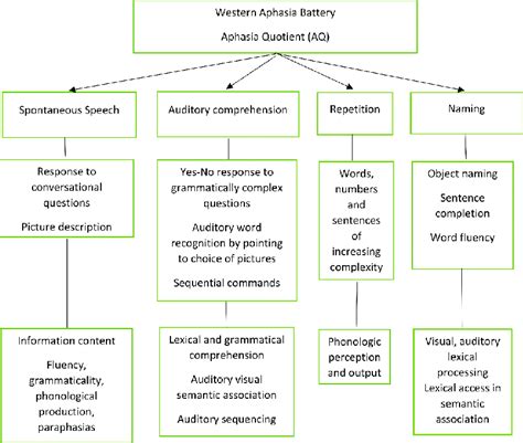 The structure of the Western Aphasia Battery: The first row are the ...