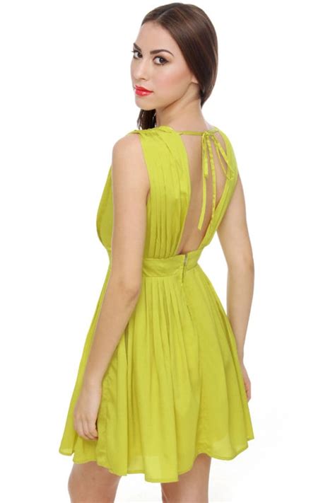 Cute Lime Green Dress - Pleated Dress - $50.00