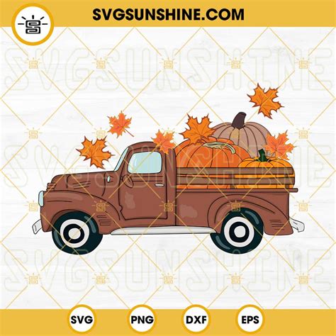 Fall Truck With Pumpkins SVG, Autumn Leaves SVG, Fall Truck SVG PNG DXF EPS