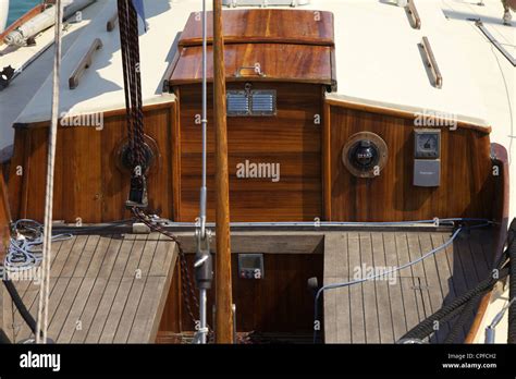 Cockpit of a sailboat Stock Photo - Alamy