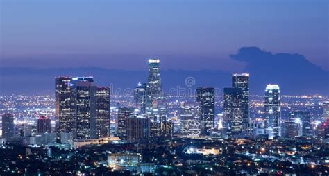 Los Angeles Skyline at Sunrise Stock Image - Image of district ...