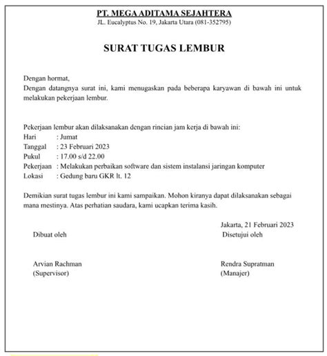 Contoh Surat Pernyataan Lembur Kerja Contoh Surat Photos | Porn Sex Picture