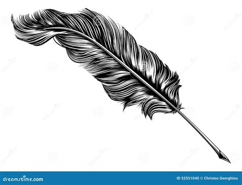 Vintage Feather Quill Pen Illustration Stock Vector - Illustration of education, board: 52551040