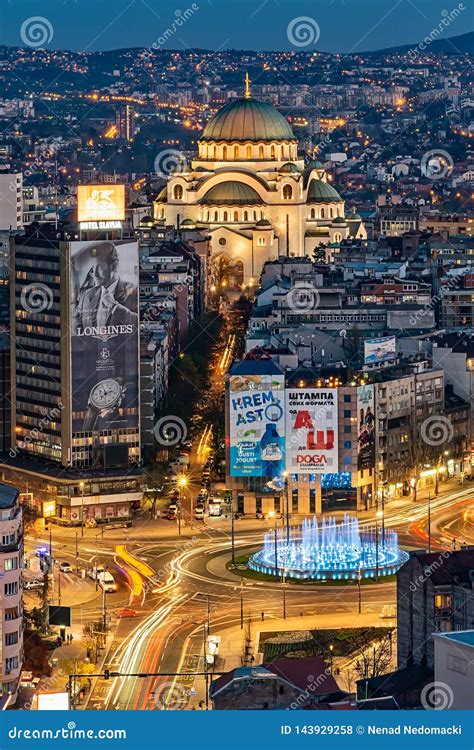 Panorama of Belgrade at Night. Editorial Stock Photo - Image of historic, fountain: 143929258