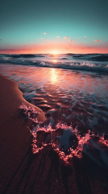 Premium AI Image | A heart in the sand with the sunset in the background