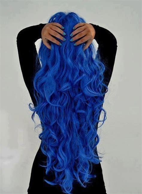 Hair Color Idea: Amazing Royal Blue Wavy Waterfall Hairstyle - Hairstyles Weekly