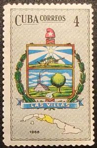 Stamp: Las Villas (Cuba(Provincial and National Coats of Arms, Map of Cuba) Mi:CU 1211,Sn:CU ...