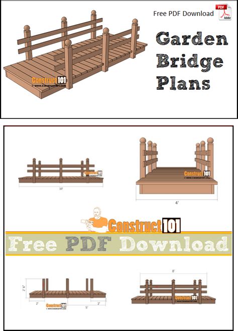 Flat Garden Bridge Plans - PDF Download - Construct101