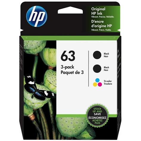 HP 63 3-pack 2 Black/1 Tri-color Original Ink Cartridges (1VW09AN) - Walmart.com - Walmart.com