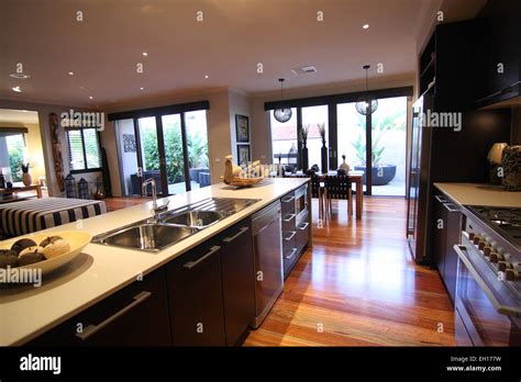 Modern Kitchen with white cabinets Stock Photo - Alamy