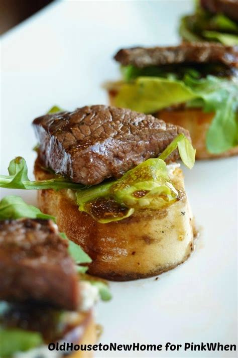 Balsamic Beef Crostini with Herbed Cheese and Arugula