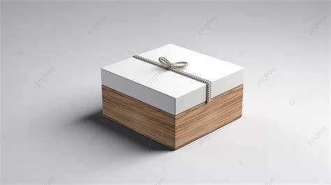 Render 3d Terisolasi Dari Mockup Kotak Hadiah Kayu Dengan Penutup Kertas Putih, Kotak Kosong ...