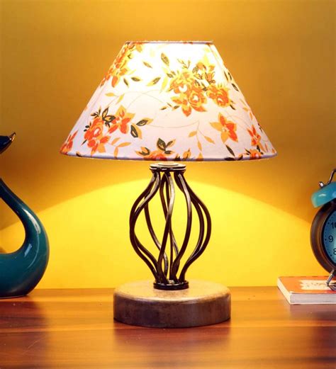 Buy Multicolor Cotton Table Lamp With Wood & Iron Base By New Era at 20% OFF by New Era | Pepperfry