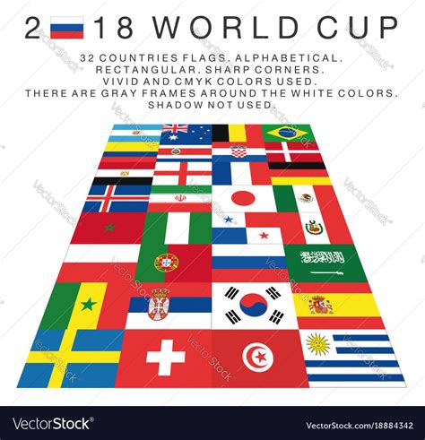 Rectangular flags of 2018 world cup countries Vector Image