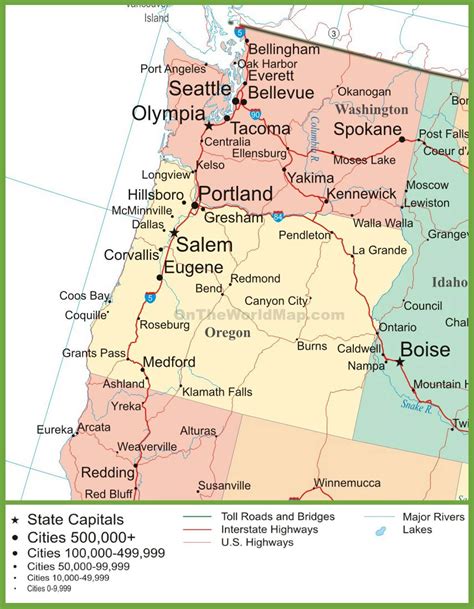 Map Of Washington And Oregon Border - London Top Attractions Map