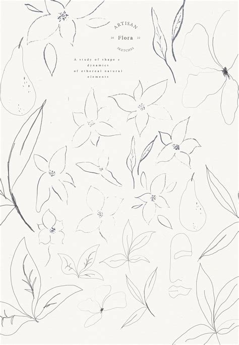Botanical Pencil Sketch Clip Art Fine Art Flower - Etsy