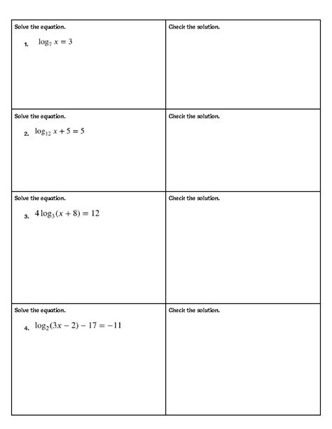 Solving Logarithmic Equations Worksheet - Abhayjere.com