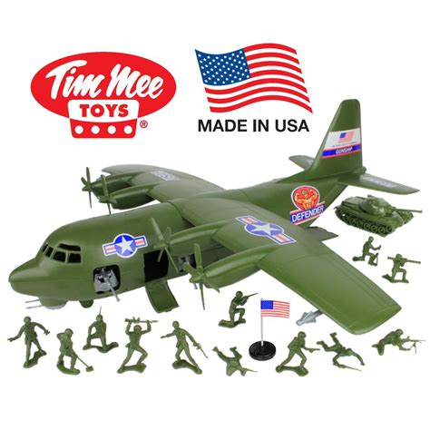 TimMee Plastic Army Men C130 Playset: 27pc Giant Military Airplane - Made in USA | Plastic army ...