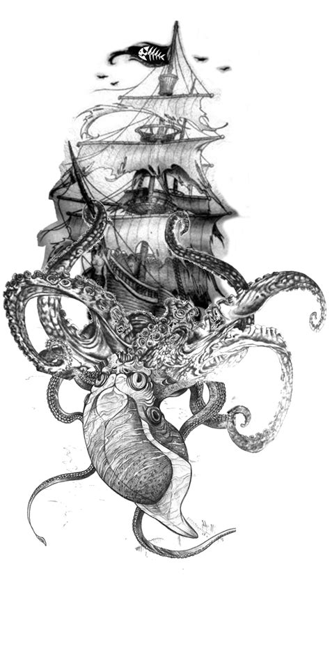 Kraken Drawing Pencil Sketch Colorful Realistic Art I - vrogue.co