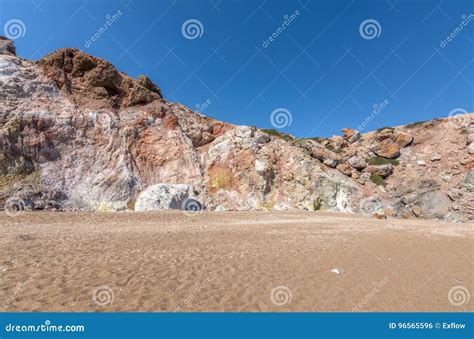 Colourful Volcanic Rock Formations in Paliochori Beach of Milos, Greece Stock Photo - Image of ...